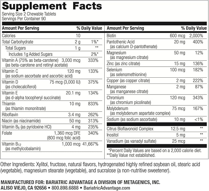 Bariatric Advantage Complete Chewable Multivitamin - 180 Count Orange