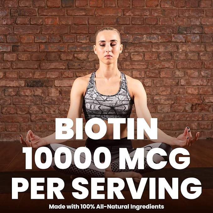 Biotin Capsules 10000 mcg High Potency 60 Vegan Capsules for Healthy Hair Skin and Nails Gluten Free Non GMO (2 120 Capsule)