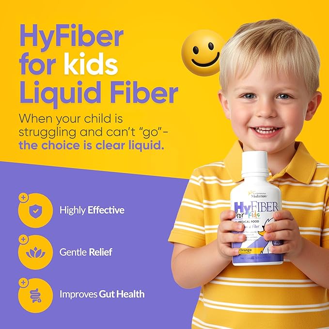 Medtrition HyFiber Liquid Fiber for Kids in Only One Tablespoon Supports Regularity and Softer Stools FOS Prebiotics for Gut Health 6 Grams of Fiber 32 Servings per Bottle (6 Bottles)