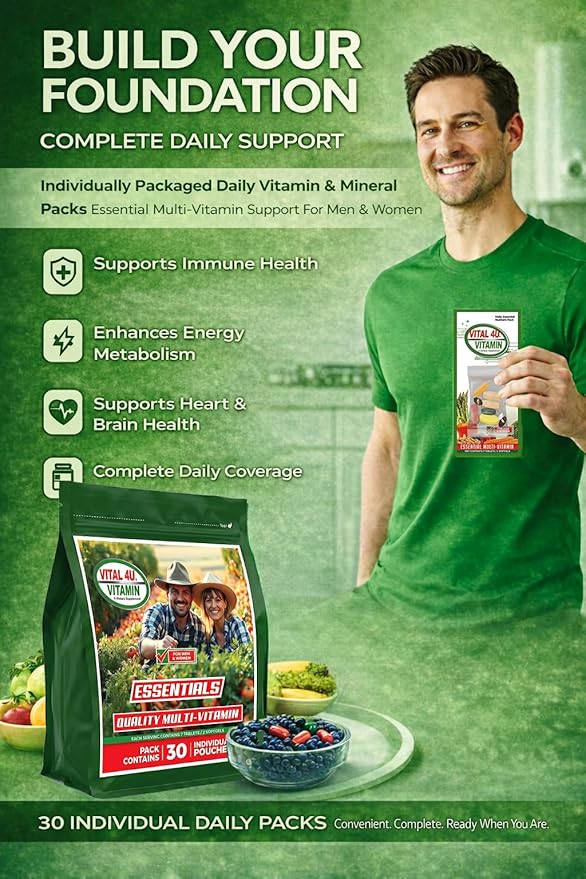 VITAL 4U® Vitamin Essentials - Daily Multivitamin for Both Men and Women Immune Support Multimineral Formula - 30 Servings