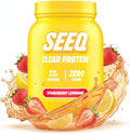 SEEQ Clear Whey Isolate Protein Powder Strawberry Lemonade - 22 Servings 22g Protein Per Serving - 0g Lactose Sugar-Free Keto-Friendly Soy Free - Juice-Like Protein Post-Workout