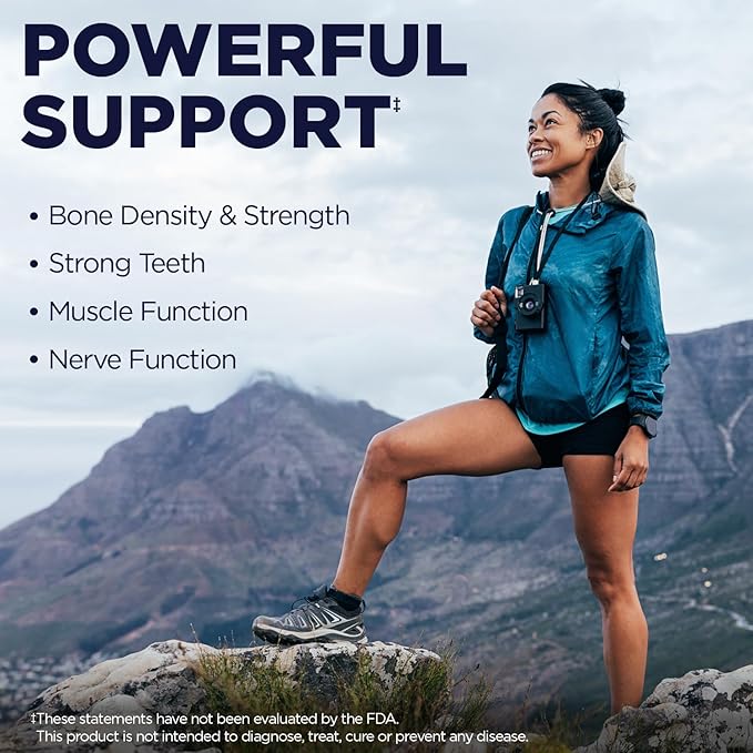KAL Bone Meal Tablets Calcium Supplement w/Magnesium Vitamin D3 and K Bone Health Muscle and Nerve Function Support Rapid Disintegration Gluten Free Non-GMO 60-Day Guarantee 125 Serv 250ct