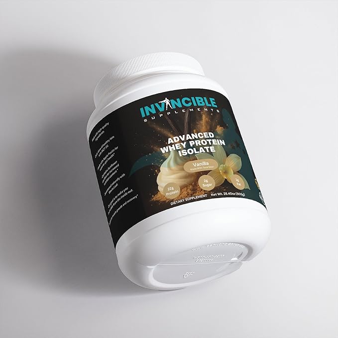 100% Whey Protein Isolate Vanilla 22g Protein MCT Oil Digestive Support Non-GMO Lab Tested Muscle Recovery Shake