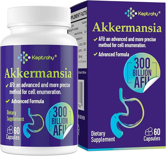 300 Billion AFU Akkermansia Muciniphila - A Live Probiotics for Women Men Supports GLP-1 Digestive Gut Immune &amp Overall Health Enhances Gut Digestive Lining function 60 Count (Pack of 1)