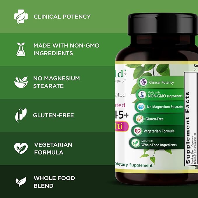 EMERALD LABS Women's 45+ 1-Daily Multi - Complete Multivitamin for Comprehensive Support Bone &amp Heart Health* - Designed for Women 45+ - Gluten-Free &amp Vegetarian - 30 Vegetable Capsules
