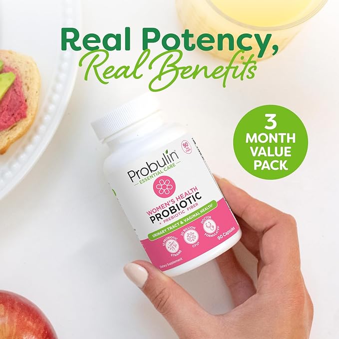 Probulin Womens Probiotic - Vaginal UT Gut &amp Immune Health with Lactobacillus Reuteri - 20 Billion CFU 12 Probiotic Strains &amp Prebiotics - 90 Vegan Gluten Free Capsules for Whole-Body Well