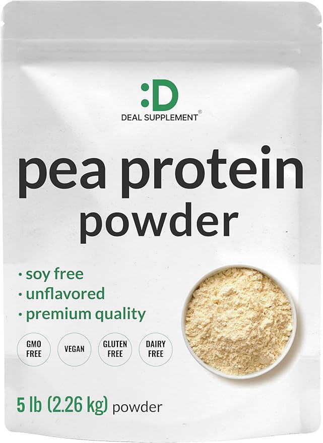Unflavored Pea Protein Powder 5lbs – Premium North American Grown Peas – Easily Digested Isolate Form – Great for Shakes Bars or Snacks – 27g Protein Serving Soy Free Vegan
