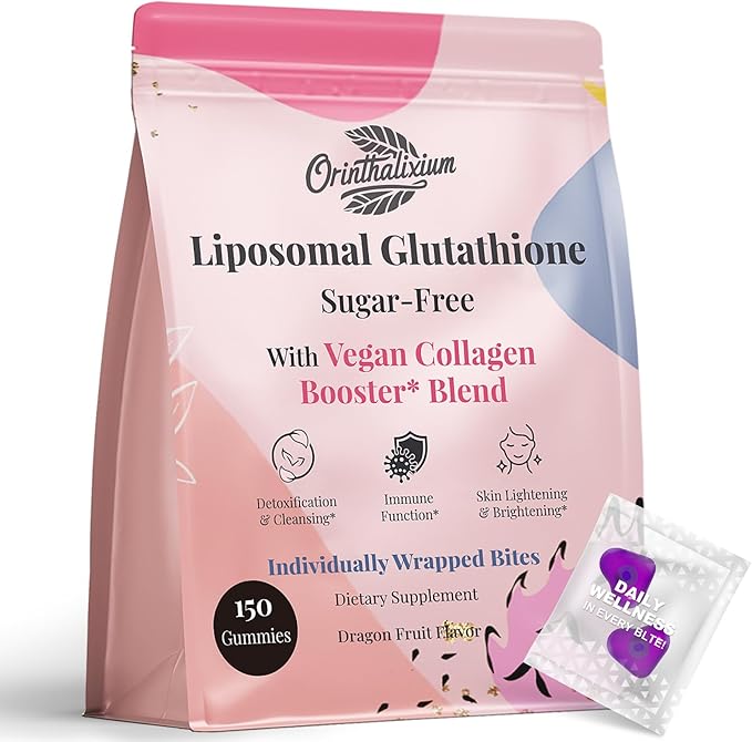 Liposomal Glutathione Gummies 1000MG - Sugar Free Reduced L-Glutathione with Vitamin C &amp Vegan Collagen - Antioxidant &amp Skin Wellness - 150 Count