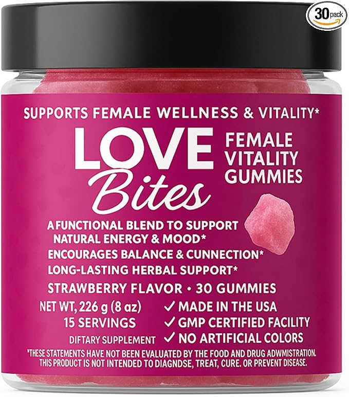 Love Bites for Female Passion Gummies in Jar-One Month Supply with Jar