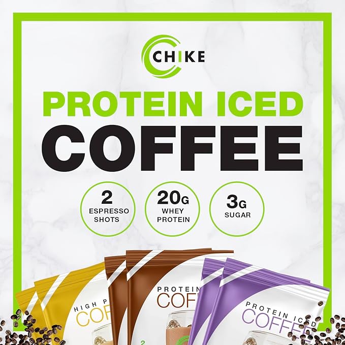 Chike High Protein Iced Coffee Naturally Sweetened Sampler Pack 20 G Protein 2 Shots Espresso Non-GMO Keto Friendly and Gluten Free 6 Single Serve Packets