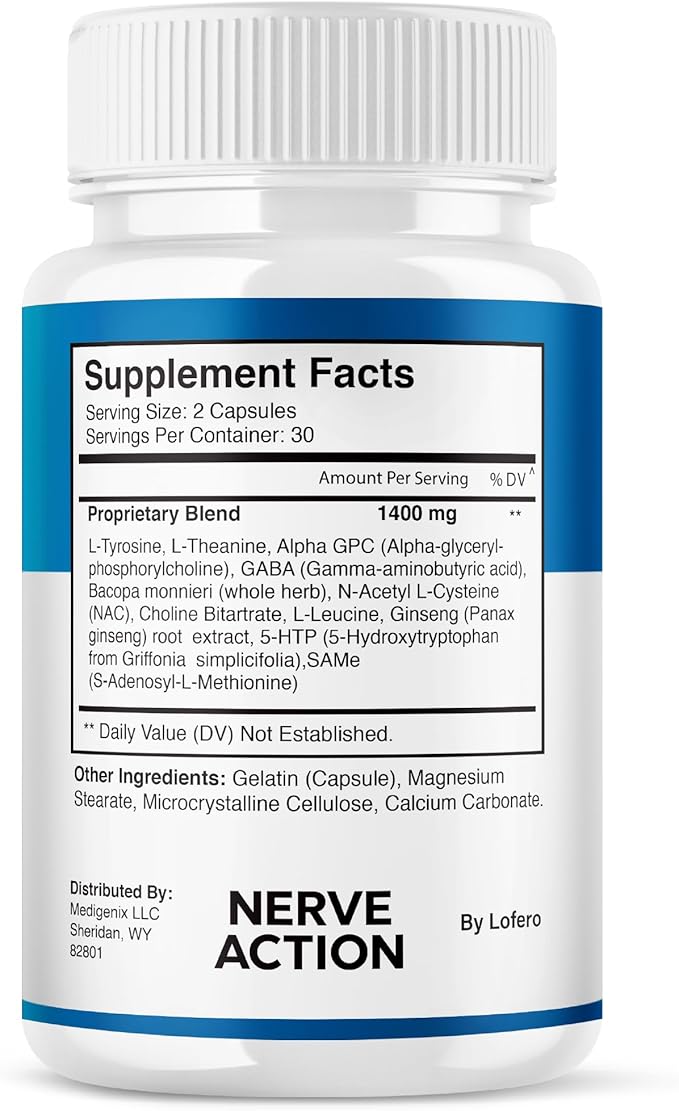 Nerve Action Capsules NerveAction Pills with Advanced Maximum Strength Neuropathy Supplement Health Function Support Vitamins Premium Wellness Formula All-Natural Ingredients Capsulas (60 capsules)