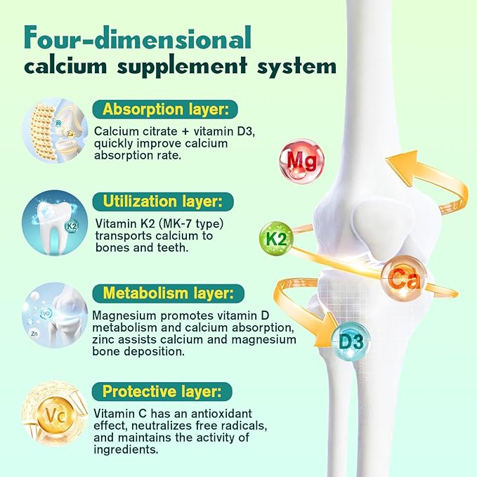 1200mg Calcium Citrate with Vitamin D3 Gummies for Bones Muscles Immune Support Chewable Calcium Citrate with Vitamin D3 K2 C Magnesium Zinc Raspberry