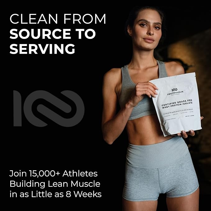 Premium Whey Protein Isolate Powder 500g Unflavored Irish Grass-Fed 27g Protein per Serving for Muscle Growth &amp Recovery Non-Bloating Gluten &amp Lactose Free Clean Ingredients | Centenarius N