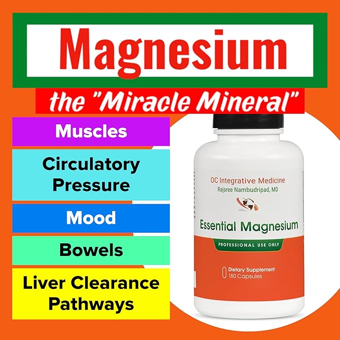 Essential Magnesium by Dr. Rajsree MD | Supports Restful Sleep Muscle Relaxation &amp Bowel Regularity | 3 Highly Absorbable Forms of Magnesium | 180 Capsules