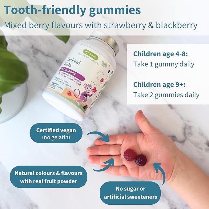 Igennus Methylated Kids Multivitamin Gummies MTHFR No Artificial Sweeteners or Flavors Sugar Free Age 4+ 90 Natural Berry Flavor Gummies from Fruit Powder Non-GMO Halal Clean Label