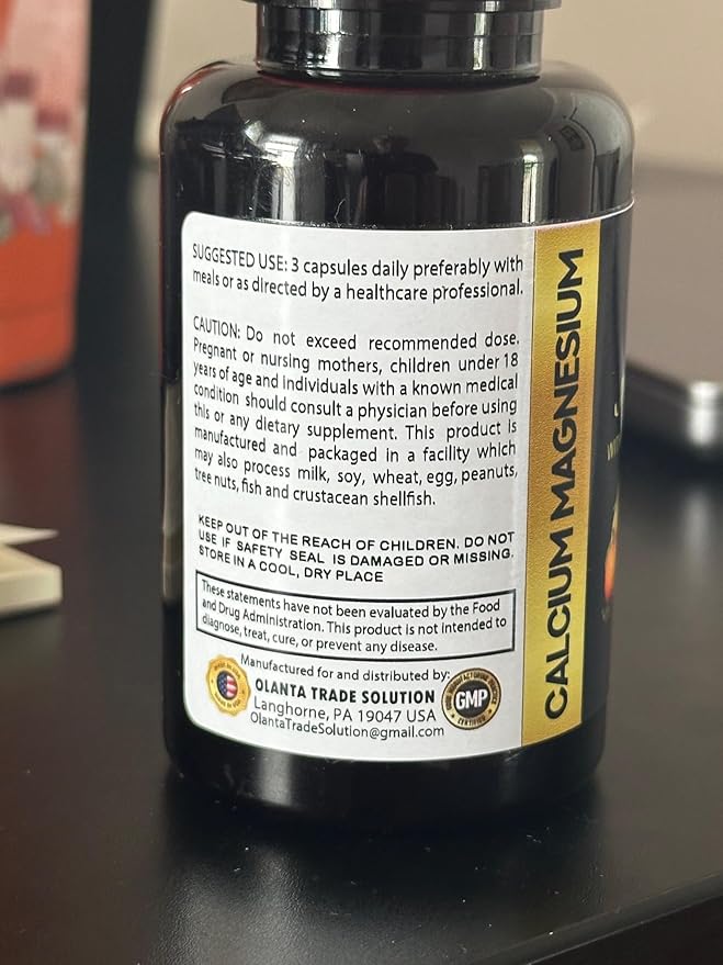 Calcium Magnesium Complex - All Natural Vitamin D3 Muscle &amp Immune Support Nerves Support metabolic Functions Support Muscle Recovery Phosphorus for Bone Strength - 2 Bottles 200 Capsules