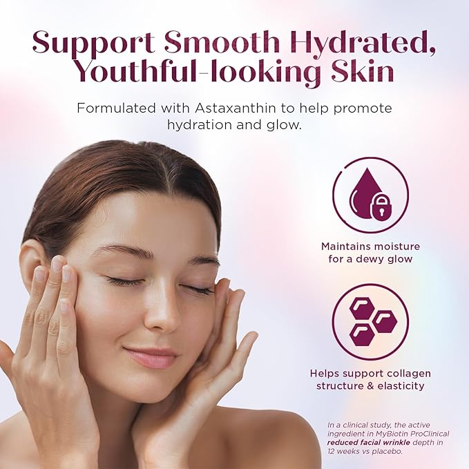 Purity Products MyBiotin ProClinical – Thicker Hair Starting in 3 Weeks &amp Fights Wrinkles - MB40X Patented Biotin Vitamin B7 Matrix w/Astaxanthin - 40X More Soluble vs Ordinary Biotin 30 Veg Caps