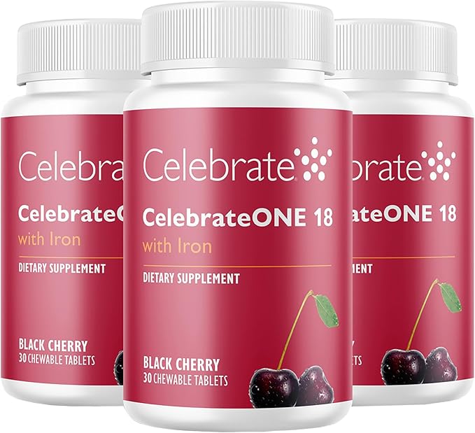 Celebrate Vitamins CelebrateONE 18 Chewables 18mg Iron - Once Daily Bariatric Multivitamin Essential Vitamins &amp Minerals - Gastric Bypass &amp Sleeve Gastrectomy Supplement - Black Cherry (90 T