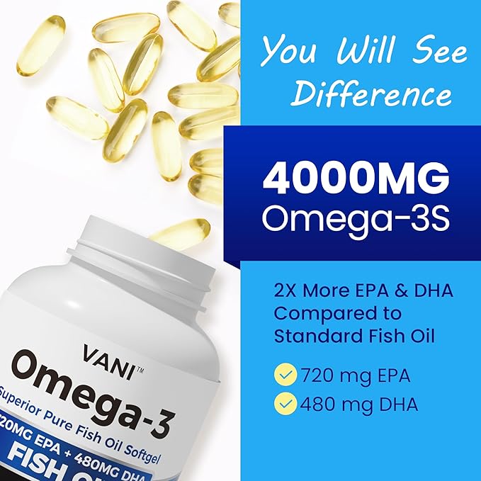 Fish Oil Omega 3 （4000mg） 180 SoftgelsOmega 3 Fatty Acid Supplements with EPA &amp DHA for Brain &amp Heart Health*