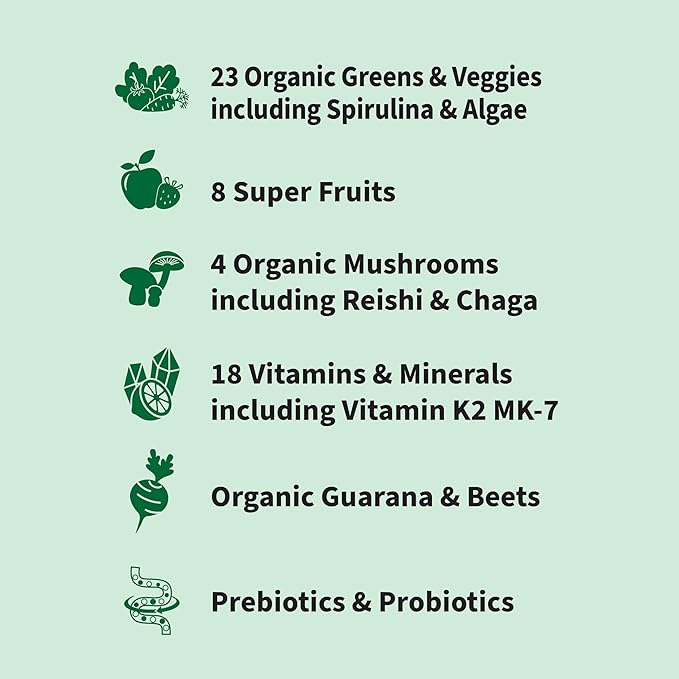 Garden of Life Sport Nutrition Greens and Superfoods Powder for Women and Men - Apple Berry Organic Blend - Spirulina Fruit Vitamins Pre &amp Probiotics Mushrooms Athletic Supplements 30 Servi