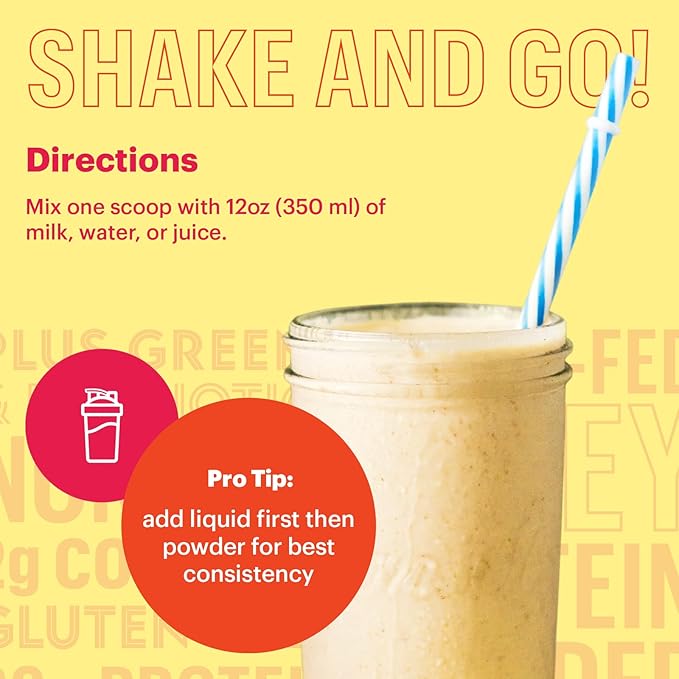 Natreve Whey Protein Powder - 28g Grass-Fed Whey Protein with Amino Acids Probiotics &amp Collagen - Gluten Free French Vanilla Wafer Sundae 18 Servings