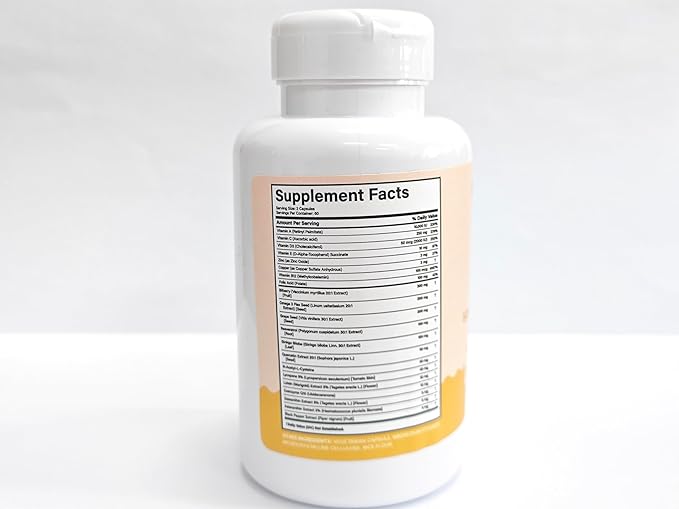 Omega 3 Fish Oil Supplements with Lutein Zeaxanthin Bilberry Vitamins Capsules Grape Seed Extract Supplement - 120 Count