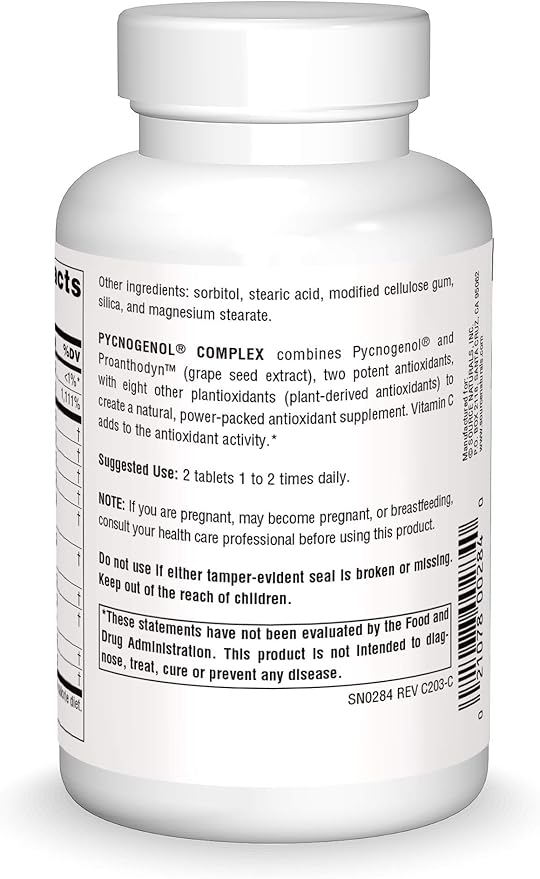 Source Naturals Pycnogenol Complex Antioxidant Formula Rich in Flavonoids Proanthocyanidins &amp Vitamin C - 12 Tablets