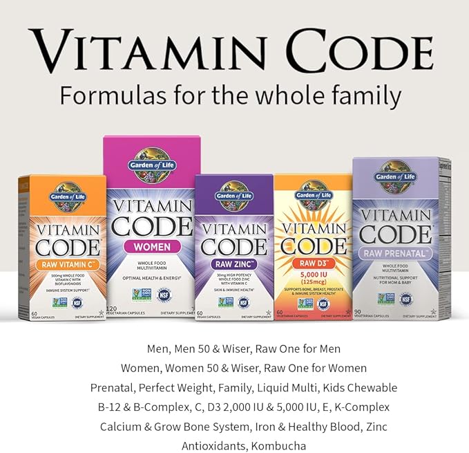 Garden of Life Multivitamin for Women Men &amp Kids Age 6 and up Vitamin Code Family Multi - 120 Vegetarian Capsules Whole Food Vitamins Food Blend &amp Probiotics Gluten Free Dietary Supplemen