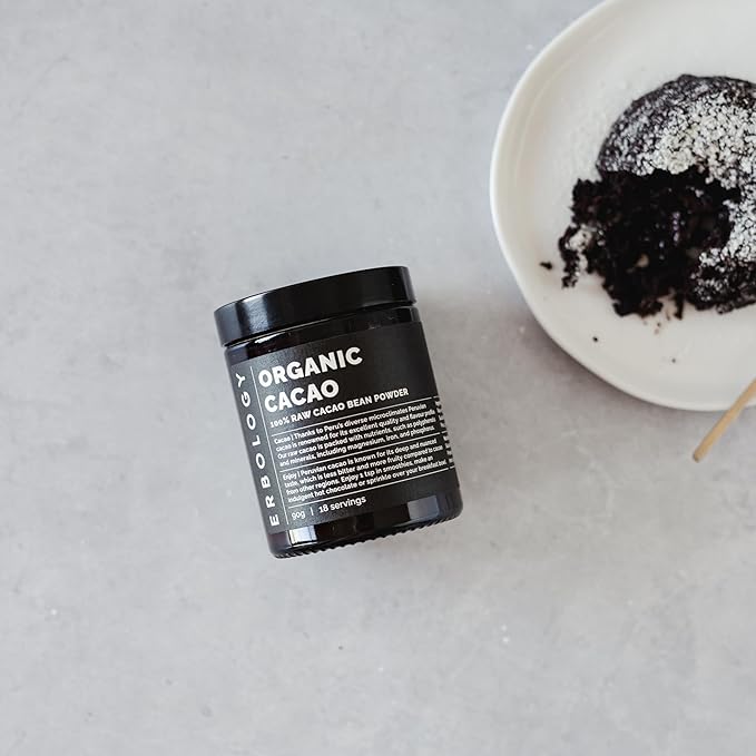 Erbology Organic Cacao Powder 3.2 oz - 18 Servings - Sustainably and Ethically Sourced Straight from Farm in Peru - Small Batch - Vegan - GMO-Free