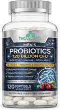 Mens Probiotic 120 Billion CFU 36 Strains + Prebiotics &amp Digestive Enzymes Digestive Gut &amp Immune Support 60 Day Supply 120 Capsules