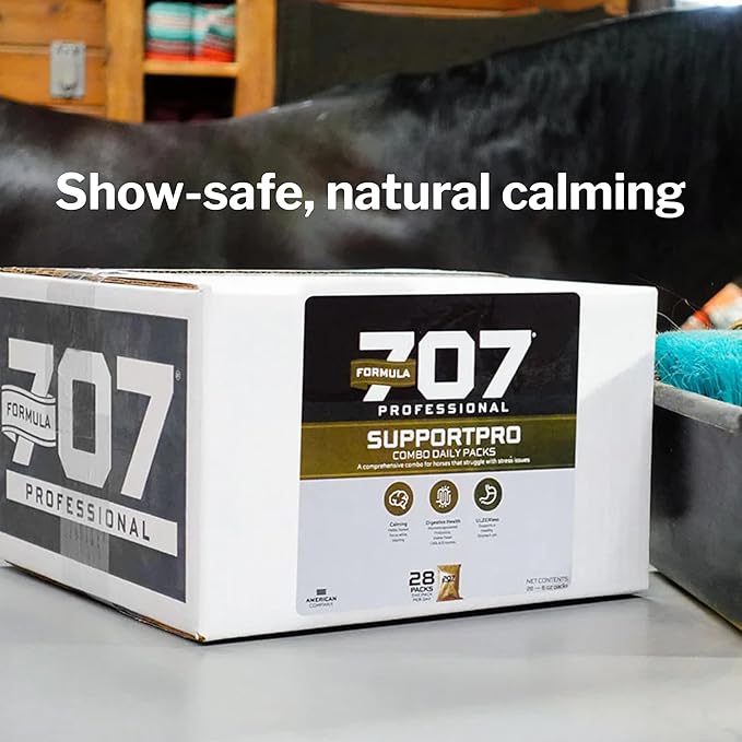 Formula 707 Support Pro Daily Packs for Horses - 28 Day Supply - Calming Ulcer Support Hindgut Health Focus &amp Stress Relief