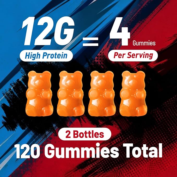 Whey Protein Gummies for Women Men 12g High Protein Supplements with Collagen &amp BCAA for Muscle &amp Energy Recovery Sugar-Free &amp Low Calorie Snacks Orange 120 Chews