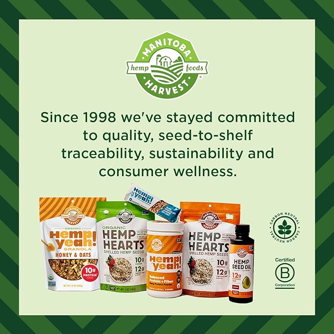 Manitoba Harvest Organic Hemp &amp Matcha Powder 5.5 oz – Energy 6g of Protein 2g of Fiber per Serving – Matcha Protein Powder - Blend in Smoothies – Vegan Non-GMO Project Verified - 56g of Caffe