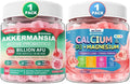 Bundle: Akkermansia Probiotics Gummies with Prebiotics Fiber &amp Calcium + D3 &amp Magnesium Filled Gummies for Kids 4+