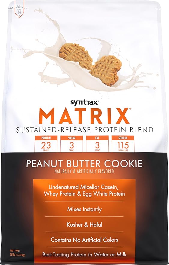 Syntrax Nutrition Matrix - Sustained-Release Protein Blend Peanut Butter Cookie 5 lbs. Real Cookie Pieces