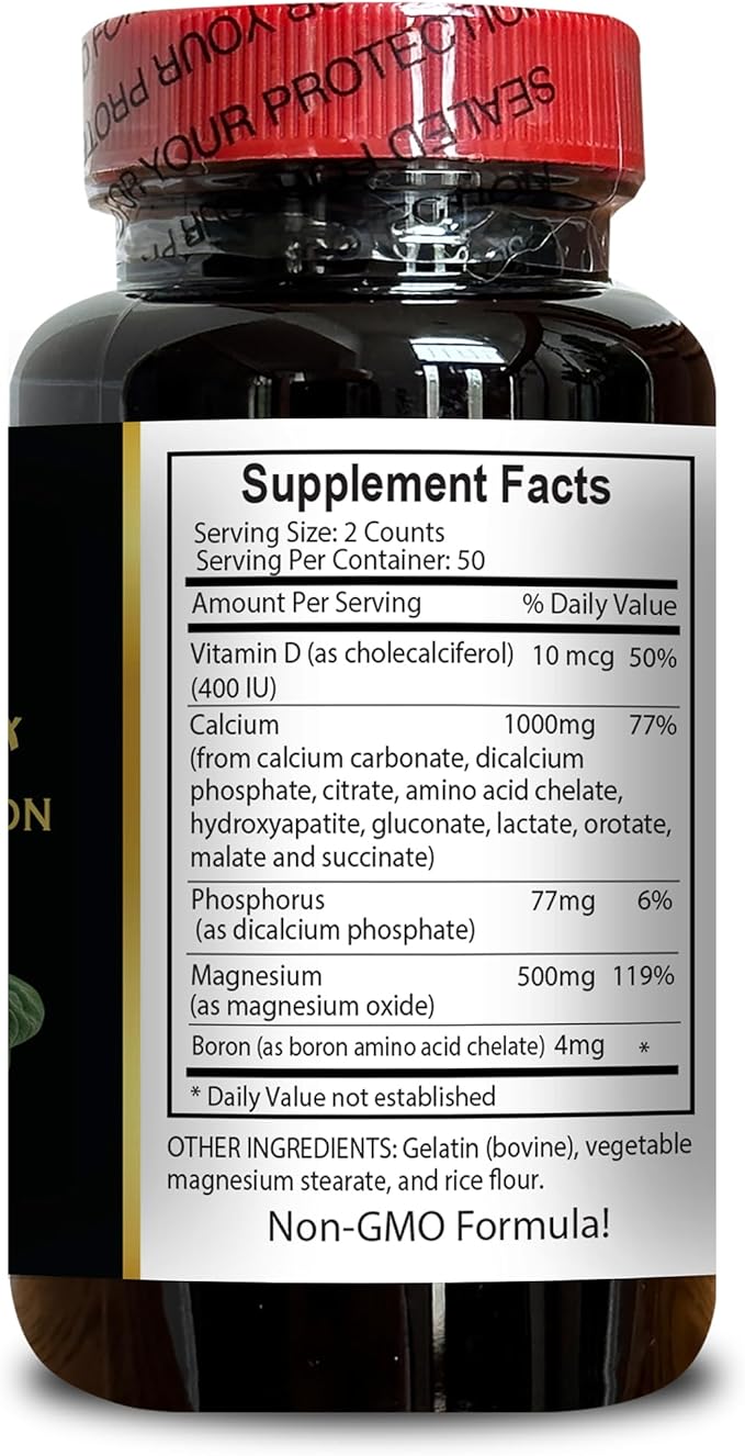 Calcium Magnesium Complex - Calcium Magnesium Plus Boron Capsules Muscle &amp Immune Support Energy Production and Support Nerves System Citrate for Muscles - 2 Bottles 200 Capsules