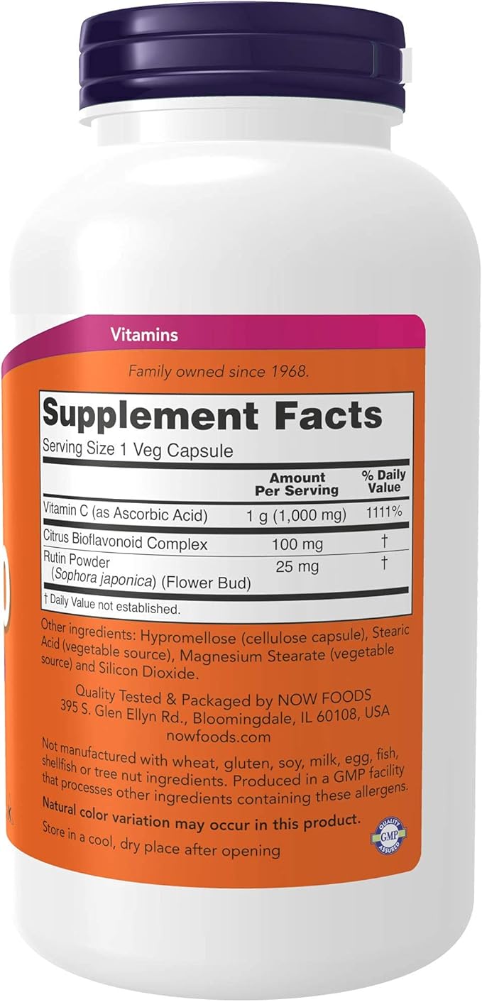 NOW Supplements Probiotic-10™ 25 Billion with 10 Probiotic Strains Dairy Soy and Gluten Free &amp Supplements Vitamin C-1000 with 100 mg of Bioflavonoids Antioxidant Protection* 250 Capsules