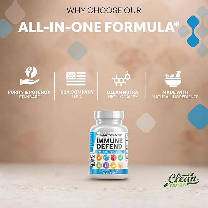 Immune Defense Support Supplement 8 in 1 w/ Zinc 50mg Quercetin Vit C 1000mg Vitamin D3 5000 IU Elderberry Turmeric Curcumin Ginger Echinacea - Immunity System Booster Adults Vegan - 60Ct (2)
