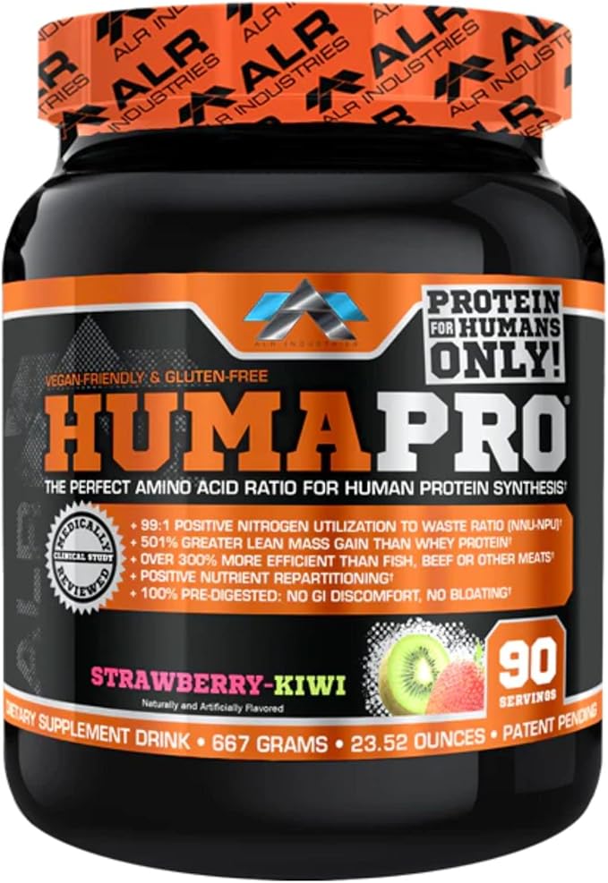 Humapro | Amino Acids Protein Matrix for Humans | 99% Utilization for Lean Muscle | Vegan Gluten Free | 667g / 90 Servings (Strawberry Kiwi)
