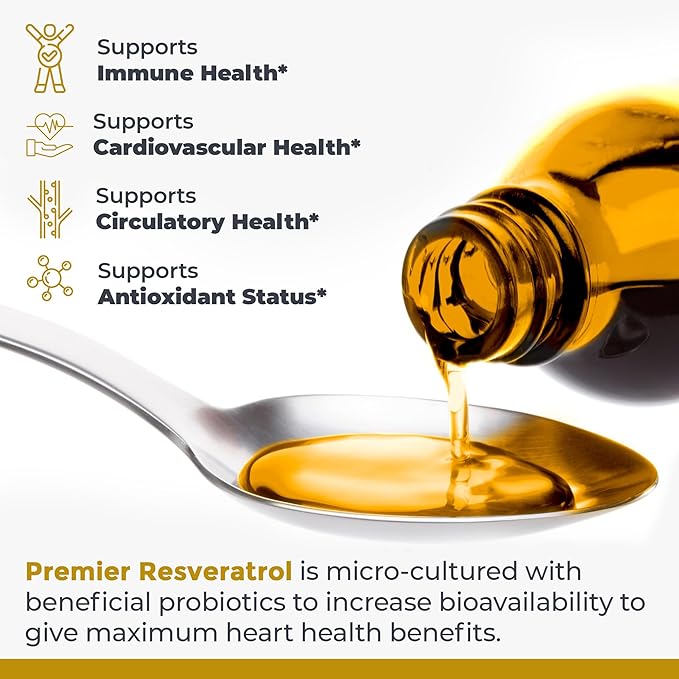Premier Research Labs Resveratrol - Resveratrol Liquid Supplement Trans Resveratrol Antioxidant Support for Heart Health &amp Blood Flow Aging Support 180 mg Per Teaspoon - 8 Fl Oz