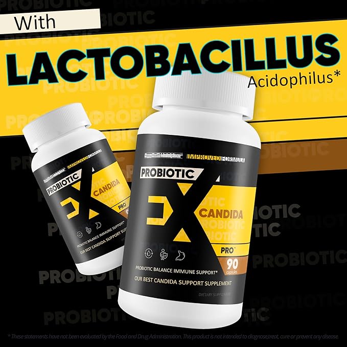 Probiotic Ex-Candida Pro - Improved Candida Formula - Our Best Candida Probiotic Supplement - Candida Cleanse Detox Anti Candida Defense Ex Candida Cleanse Pills Best Probiotics For Candida Overgrowth