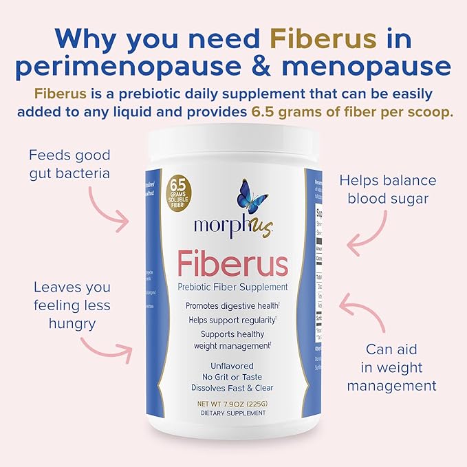 MORPHUS Fiberus Prebiotic Fiber Supplement Powder | Flavorless | Womens Gut Health Supplement | Helps Improve Regularity | Menopause Supplements for Women | Mitigates Gas &amp Bloating | Includes Sco