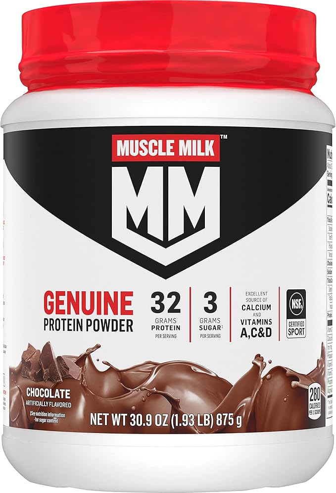 Muscle Milk Pro Series Protein Powder Supplement Intense Vanilla 2 Pound 11 Servings 50g Protein &amp Genuine Protein Powder Chocolate 1.93 Pounds 12 Servings 32g Protein 3g Sugar