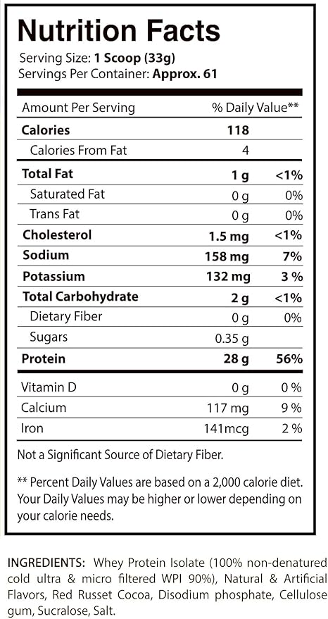 Iso Fuzion 100% Whey Isolate 28g Non Denatured Protein Powder Chocolate Wafer Crunch Flavor 4.4lb