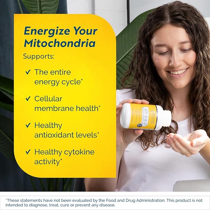Researched Nutritionals ATP 360 - Mitochondrial Supplements to Support Entire Energy Cycle &amp Cell Membranes - Clinically Researched ATP Supplements High Dose CoQ10 R-Lipoic Acid &amp PQQ 90 Ca