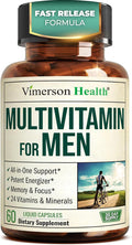 Multivitamin for Men with Vitamins and Minerals for Energy Focus and Immune Health – Premium Daily Mens Multivitamins &amp Multiminerals – 60 Liquid Capsules