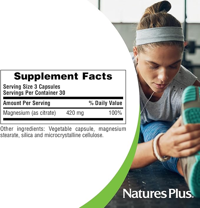 NaturesPlus KalmAssure Magnesium 420 mg - 90 Vegan Capsules Pack of 2 - Supports Nerve &amp Muscle Relaxation - Non-GMO Gluten Free - 60 Total Servings