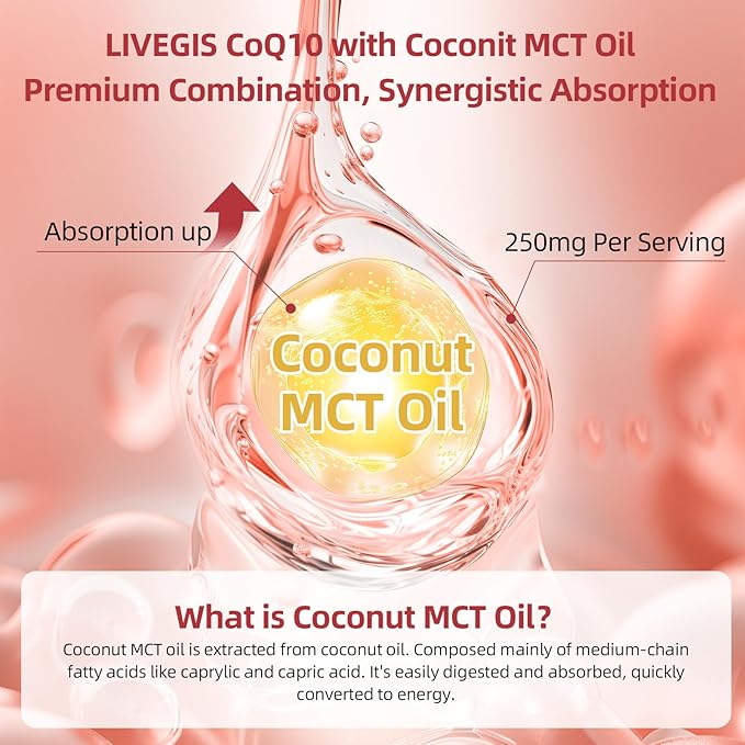 CoQ10 200mg Softgels Ultra CoQ10 Ubiquinone 200mg with Coconut MCT Oil 5X Superior Absorption Coenzyme Q10 Ubiquinol and Supplements - 90 Counts * 3 Packs
