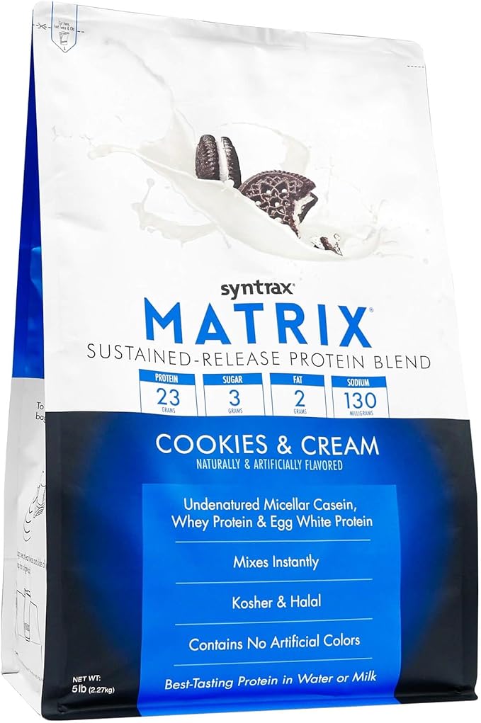 Syntrax Nutrition Matrix - Sustained-Release Protein Blend Cookies &amp Cream 5 lbs. Real Cookie Pieces