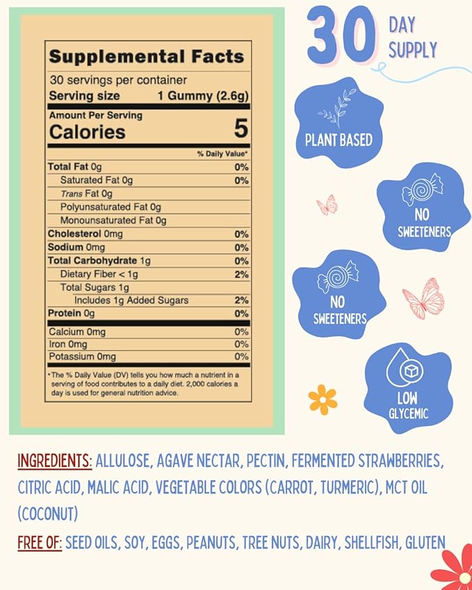 Gut Health Gummies for Kids – Prebiotic &amp Postbiotic Digestive Support Low Sugar Vegan Strawberry Allergen Free Strawberry Flavor 30 Day Supply